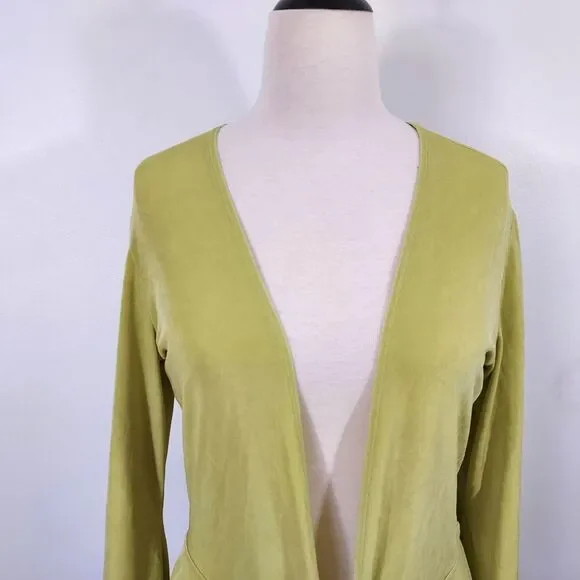 Chico's Travelers Sz 1 Womens M Cardigan Jacket Slinky Stretch Peplum Tie Front - Picture 3 of 12
